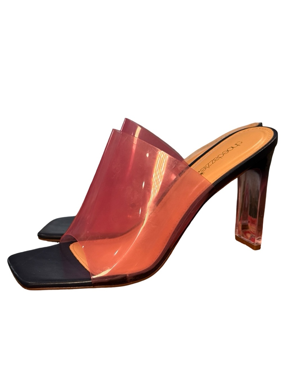 💓💠 Clear Pink Navy Jelly Slip-On High Heel Mule - Women 💠💓